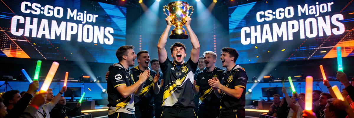 CS:GO Major冠军赛决赛瞬间 - 选手举起奖杯的激动时刻
