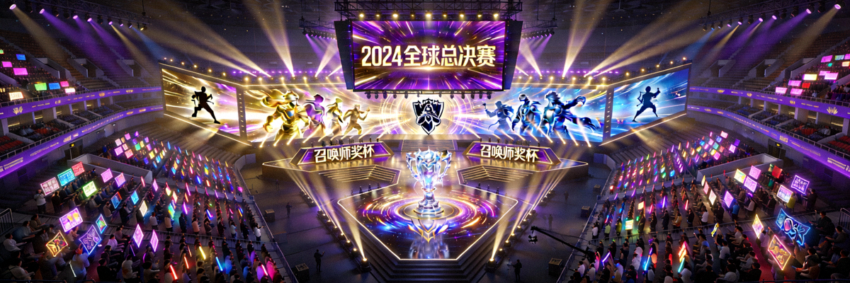 英雄联盟全球总决赛S14决赛现场盛况 - 巨大的舞台与绚丽的灯光